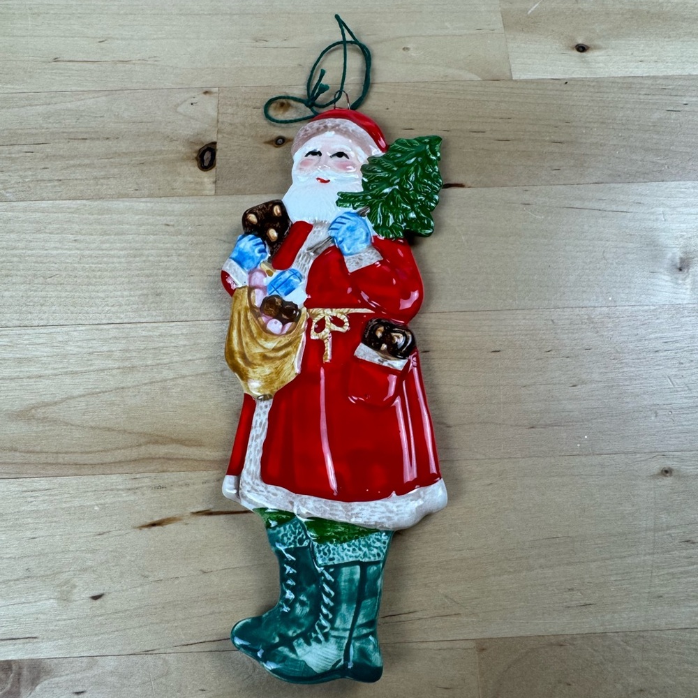 Vintage 1979 Ceramic Santa Claus Old Saint Nick Christmas Ornament Japan